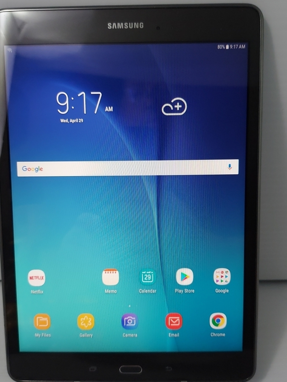 Samsung Galaxy Tablet in Black with Blue Display